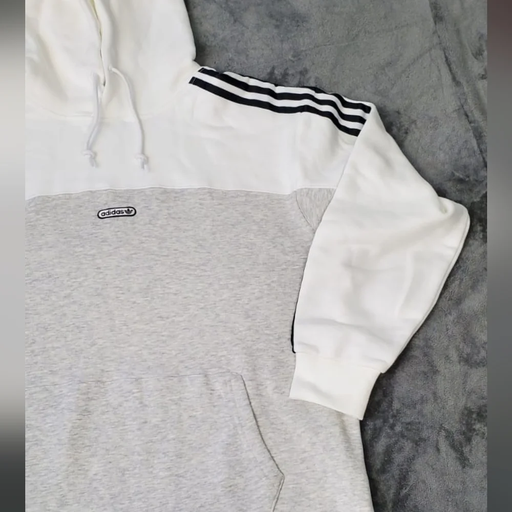 Adidas Hoodie Sport Open Hem White/LIGHT GREY  Size M Men's - Picture 9 of 16
